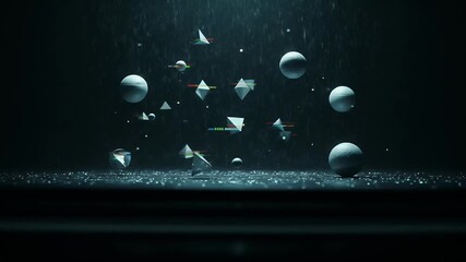 Abstract Geometric Shapes Glitch Animation Dark Background - Powered by Adobe