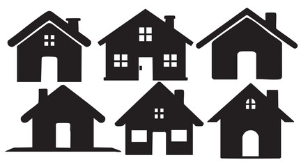 House Home Silhouettes on White Background Vector Fully Editable Smart Object Text Effect
