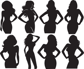 Sexy Fashion Model Woman Silhouettes  Vector Fully Editable Smart Object Text Effect