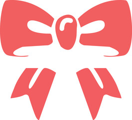 Red Ribbon Bow Vector Icon.