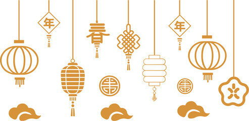 Chinese New Year Hanging Lantern Icons.