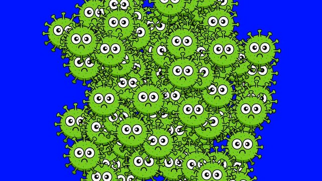 The green virus animation multiplies rapidly.