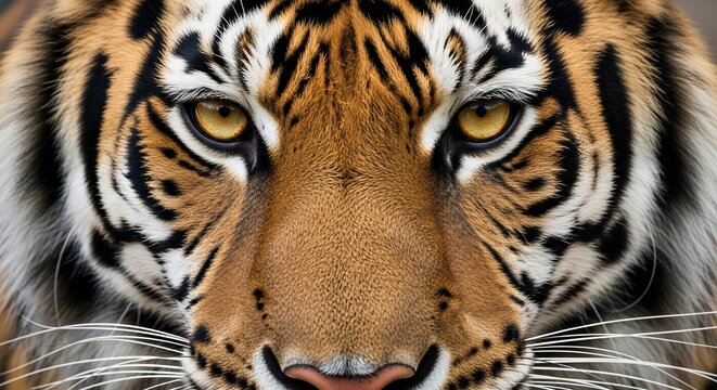Intense gaze of a Bengal tiger, close-up portrait of a majestic predator.