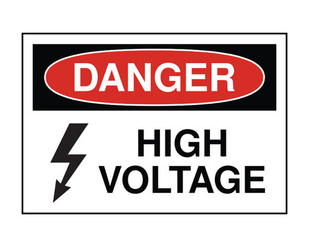 High Voltage Safety Sign &ndash; Danger Lightning Symbol