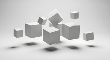 Obraz premium Soft grayscale cubes arranged in clean geometric minimalist composition
