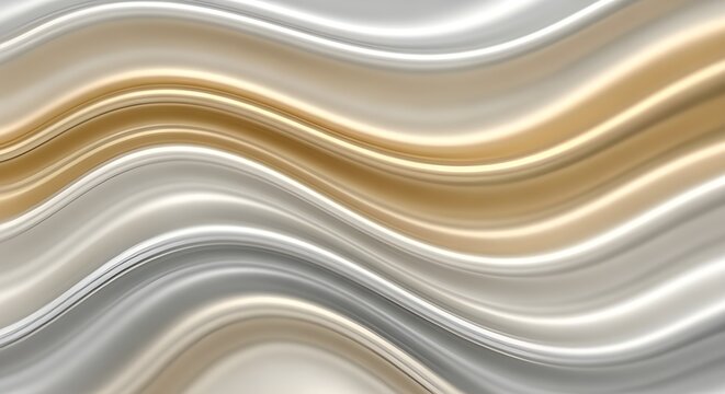 Gold and white flowing wave texture with smooth elegant abstract motion