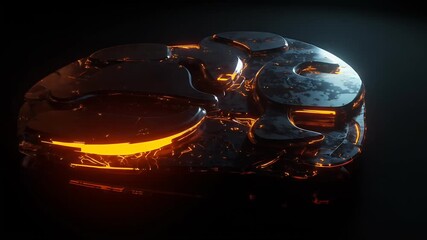 Abstract Sci Fi Orange Glowing Futuristic Machine Background Loop