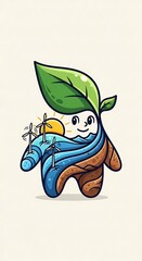 Naklejka premium Eco-Friendly Mascot - A Symbol of Sustainable Energy and Environmental Harmony.