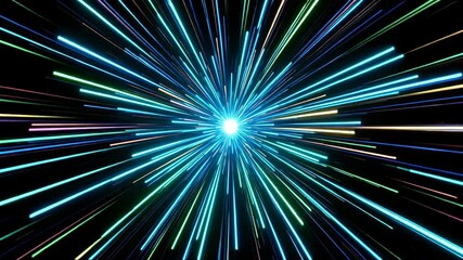 Radiant light burst blue streak colorful radial beam bright radial light burst with colorful neon streaks exploding from center creating dynamic - Powered by Adobe