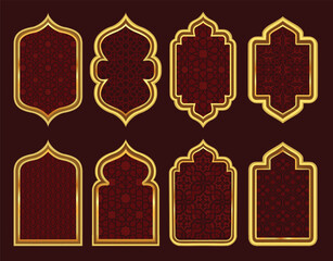 Ramadan Kareem Luxury Red and Gold Geometric Borders
