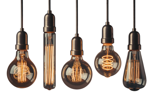 Stunning Edison bulbs glowing with vintage charm, perfect for adding a warm and inviting ambiance to any space, creating a cozy and stylish atmosphere