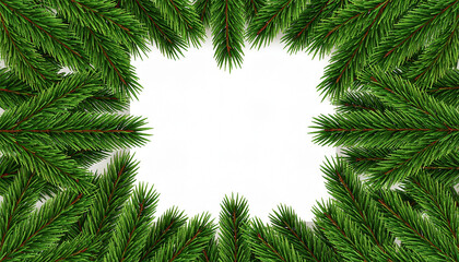 Fir leaves with golden baubles stars lighting garland decorated on red background and space for yo
10