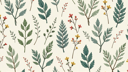 Earthen Hues Serenity - Botanical Forest Pattern for Calm Interiors