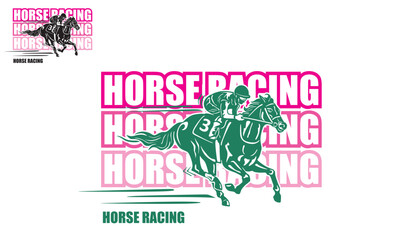 horse racing and the jockey logo, silhouette of great horse running vector illustrations