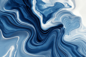 Obraz premium Flowing abstract blue and white liquid waves with a sense of depth and movement