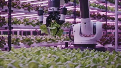 Automated Farming Robotic Arm Harvesting Lettuce in a Vertical Farm