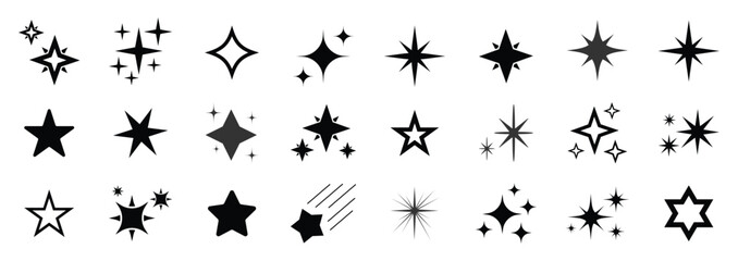 Star set. Set sparkle icon.