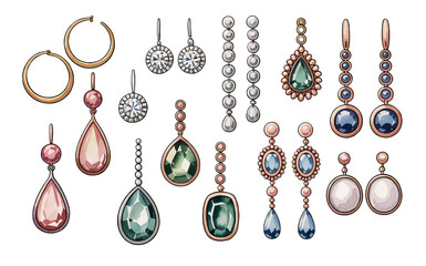 Hand-Drawn Jewelry Set Featuring Earrings