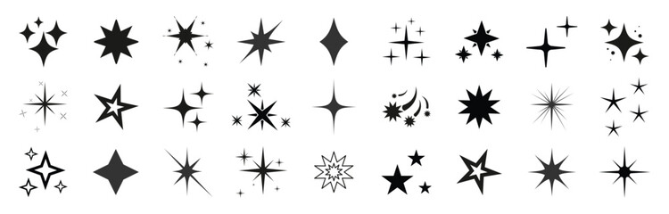 Fototapeta premium Set sparkle icon. Star set