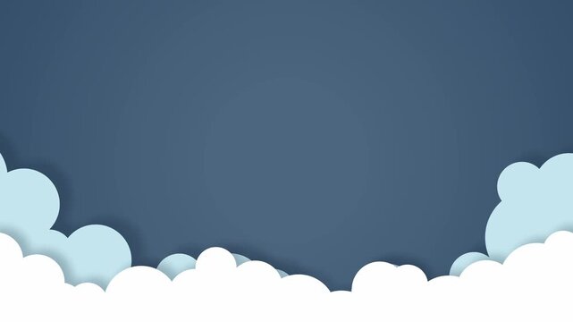 Soft layered paper cut cloud animation with smooth movement and clean sky space. Perfect for calm mood, kids content, intros, dreamy themes, and floating background scenes.
