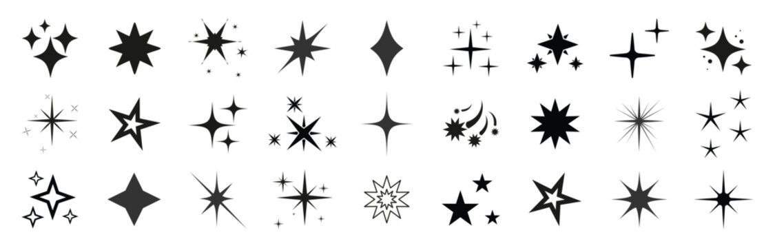 Sparkle icon. Star icon set. Twinkling stars. Sparkles, shining burst. sparkle star set. sparkle icons collection