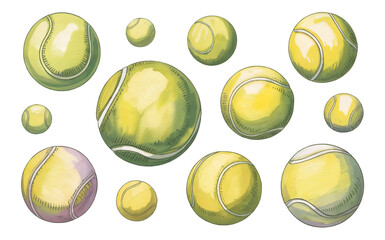 Tennis Balls in Watercolor Style