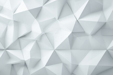 Obraz premium A clean white abstract background with a geometric low poly design featuring sharp angles and multifaceted surfaces