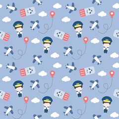 Cute Pilot Seamless Pattern for Kids Fabric and Nursery Design