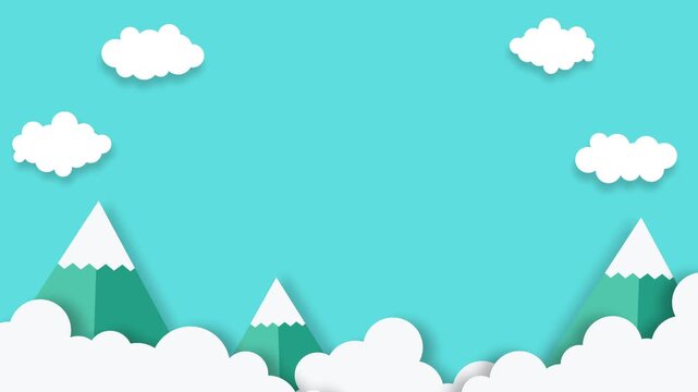Soft layered paper cut cloud animation with smooth movement and clean sky space. Perfect for calm mood, kids content, intros, dreamy themes, and floating background scenes.