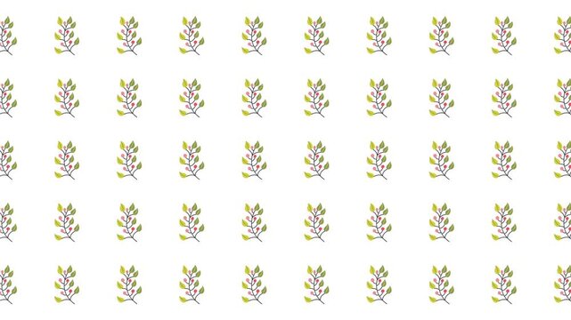 Repeating pattern of green leaves on white background. Perfect for wallpaper, stationery, fabric design, and natureinspired branding projects.