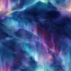 Vibrant aurora borealis dancing over a starry cosmic landscape