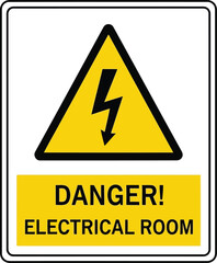 High voltage danger electrical room warning sign safety hazard alert symbol vector
