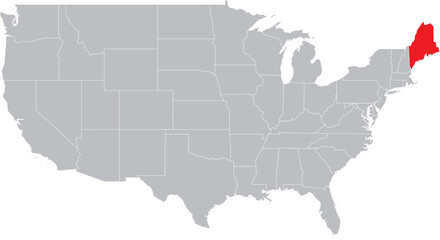 Obraz premium Maine State State on Map of USA Editable Vector