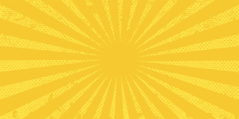 Fototapeta premium Yellow banner with Sun rays, yellow lines background,