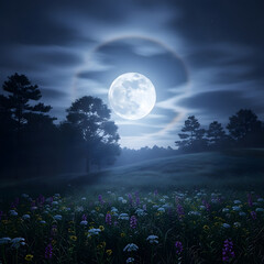 Nature view beautiful moon rise on the sky.