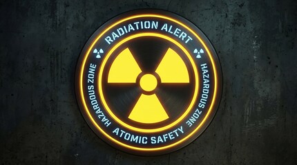 Nuclear energy radioactive symbol, emphasizing radiation alert, hazardous zone, and atomic safety awareness