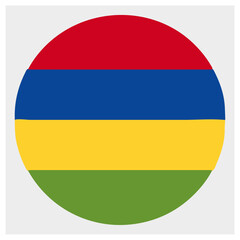 Mauritius national flag in a perfect circle shape, isolated isolated on white background, Vector