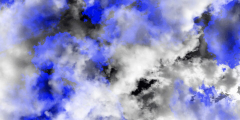 Fototapeta premium A dramatic gray, blue and white smoke cloud against a black background, perfect for evoking mystery or a cinematic atmosphere, blue & Gray Smoke Clouds: Abstract Background. 