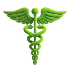 Caduceus Symbol in Textured Green, Herbal Medicine, Ayurveda, Natural Health, Wellness Concept