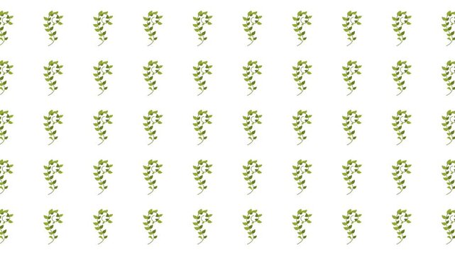 Repeated pattern of a curly green plant sprig perfect for natureinspired backgrounds, botanical designs, or organic product packaging.