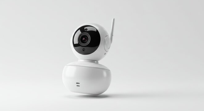 White Security Camera on White Background for Home Security.