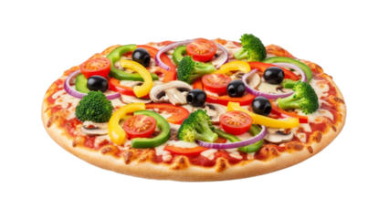 Vibrant vegetarian pizza with fresh, colorful vegetables on a crispy crust masterpiece