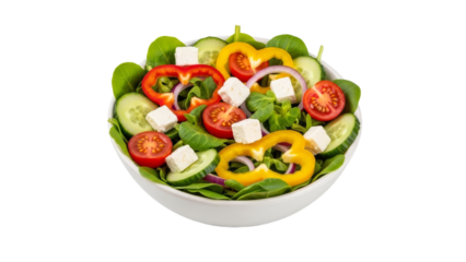 Vibrant Greek salad in a bowl, a symphony of freshness, delivering delicious taste and health benefits