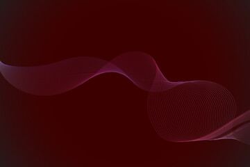 Dark red abstract flowing wave background with smooth gradient curves and soft glowing digital light lines