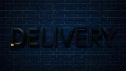 Fast delivery neon sign glowing on brick wall for modern urban business advertising