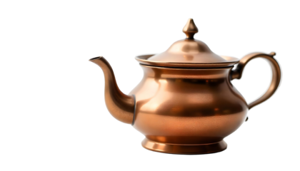 A gleaming dallah teapot on a transparent background, evoking the spirit of sharing and community during Ramadan