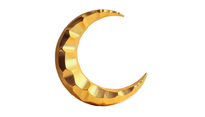 Golden crescent moon set on a transparent background, reflecting the essence of Ramadan and its cultural significance