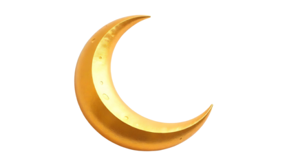 A striking golden crescent on a transparent background, embodying the spirit of Ramadan and Islamic festivities
