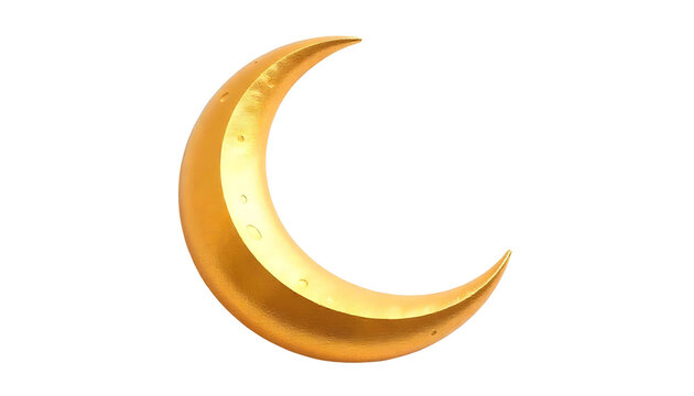 A striking golden crescent on a transparent background, embodying the spirit of Ramadan and Islamic festivities