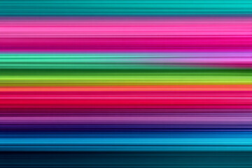A vibrant spectrum of horizontal lines displays a rainbow of colors from teal to deep blue